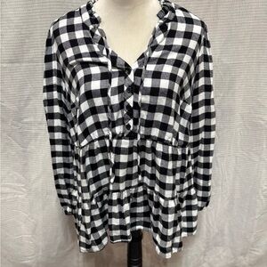 Torrid Black and White Plaid Blouse